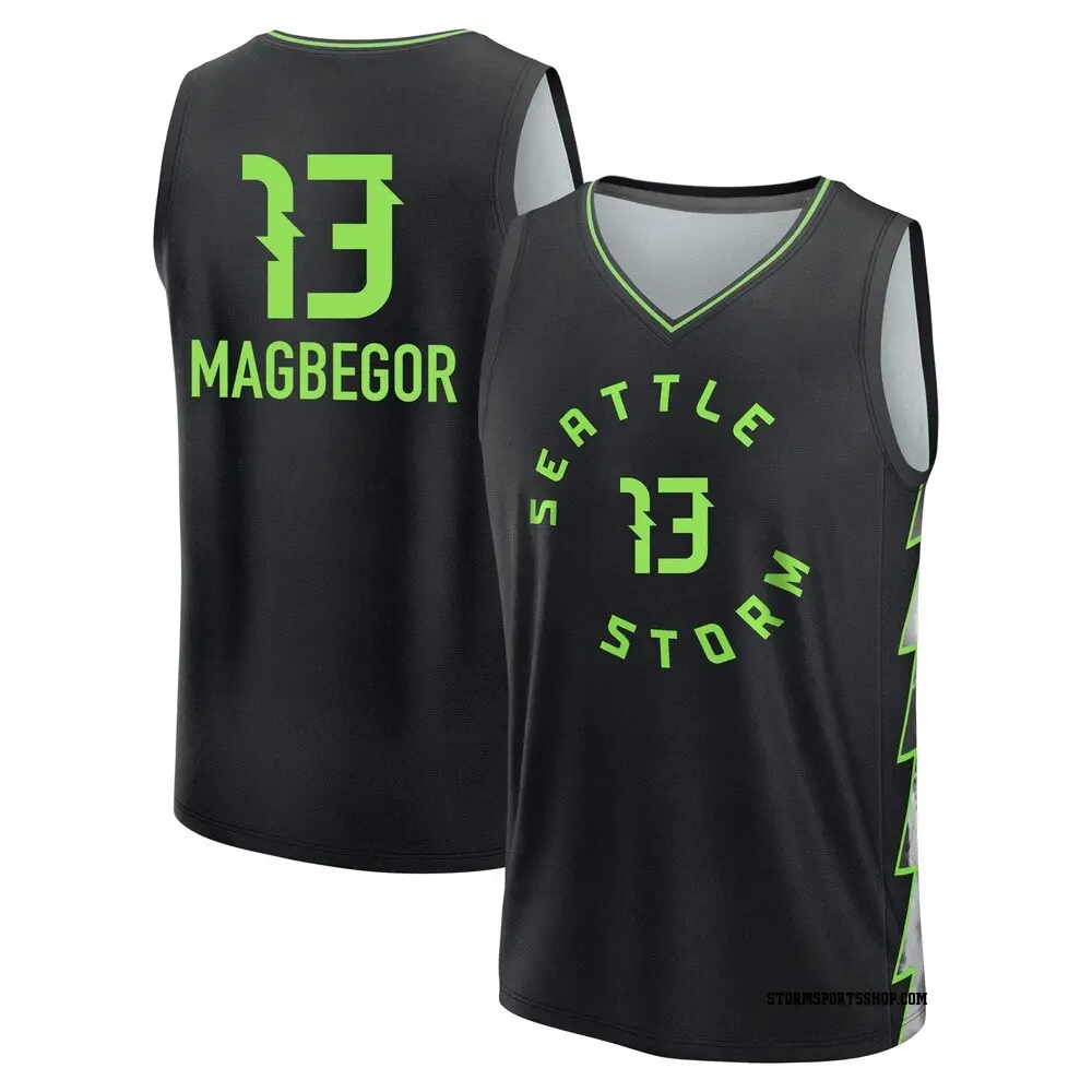 Men's Ezi Magbegor ＃13 Replica Black Seattle Storm Explorer Edition Fast Break Jersey